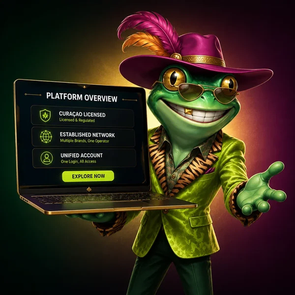 Frogyspin Platform Overview — the platform leans in at an angle